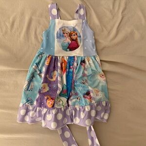 Frozen Themed Kids Casual Dress - Blue and Purple